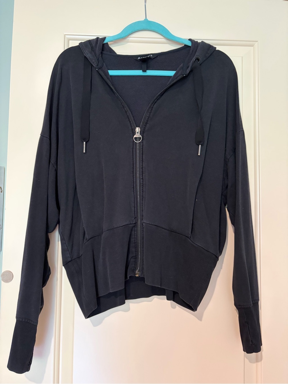 Athleta Black Zip-Up Hoodie Slouchy Fit Size M